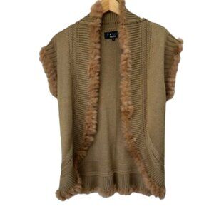 P. Luca Milano Carmel Knit Sweater Vest, Faux Rabbit Fur, Small